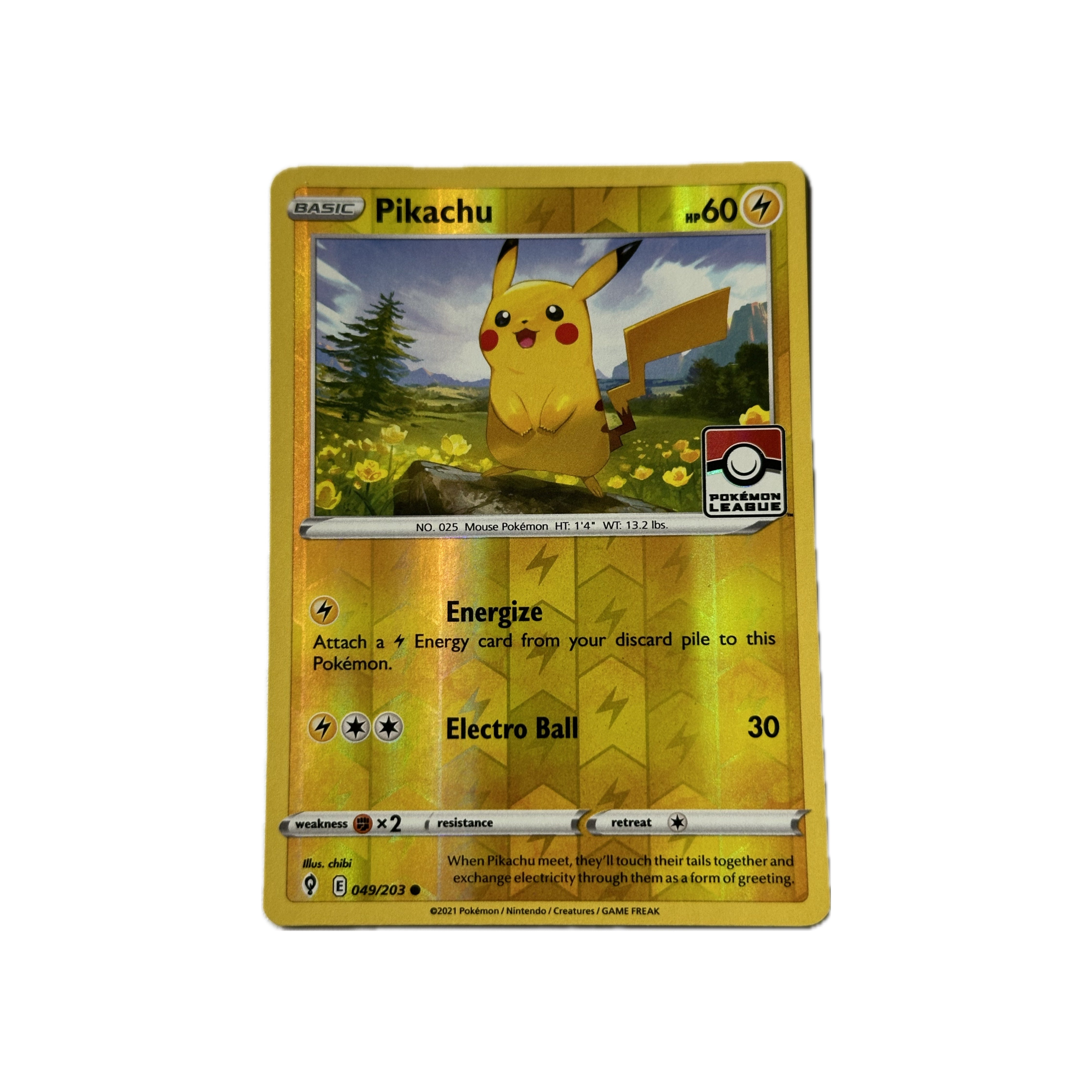 Pokémon US Pikachu 049 Evolving Skies League reverse